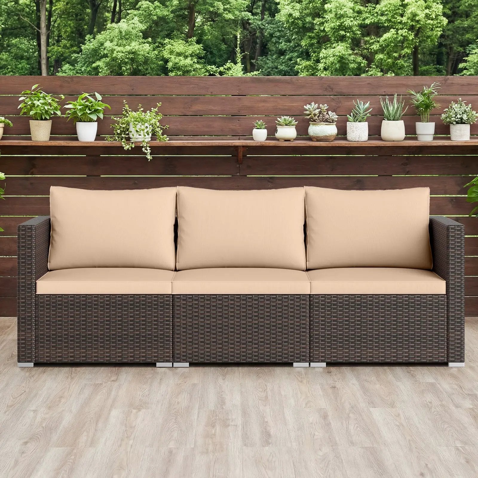 3 Pieces Patio Sectional Sofa Set with Soft Cushions by DirectDeals