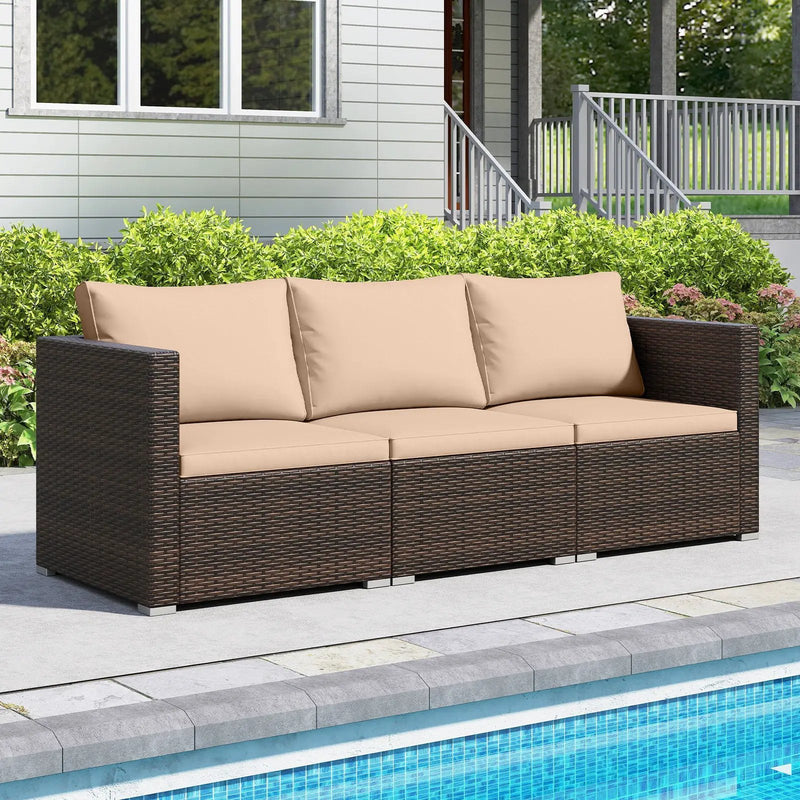 3 Pieces Patio Sectional Sofa Set with Soft Cushions by DirectDeals