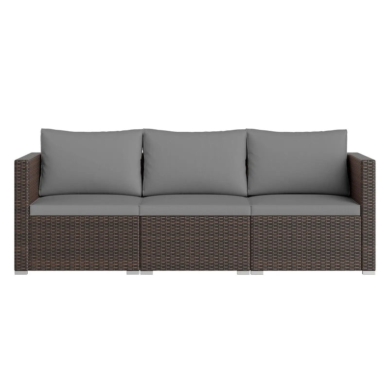 3 Pieces Patio Sectional Sofa Set with Soft Cushions by DirectDeals