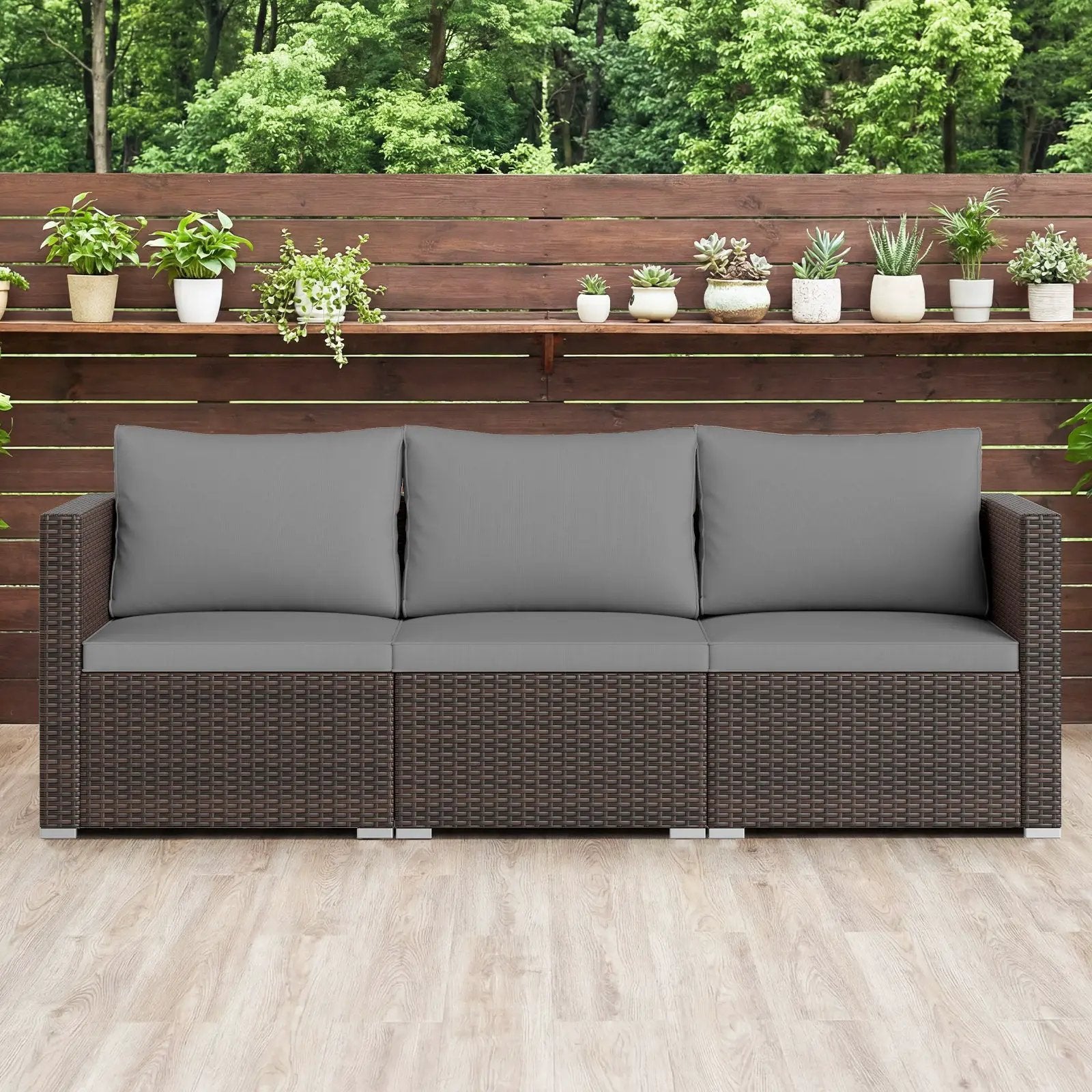 3 Pieces Patio Sectional Sofa Set with Soft Cushions by DirectDeals