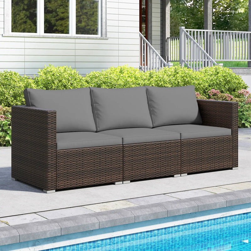 3 Pieces Patio Sectional Sofa Set with Soft Cushions by DirectDeals