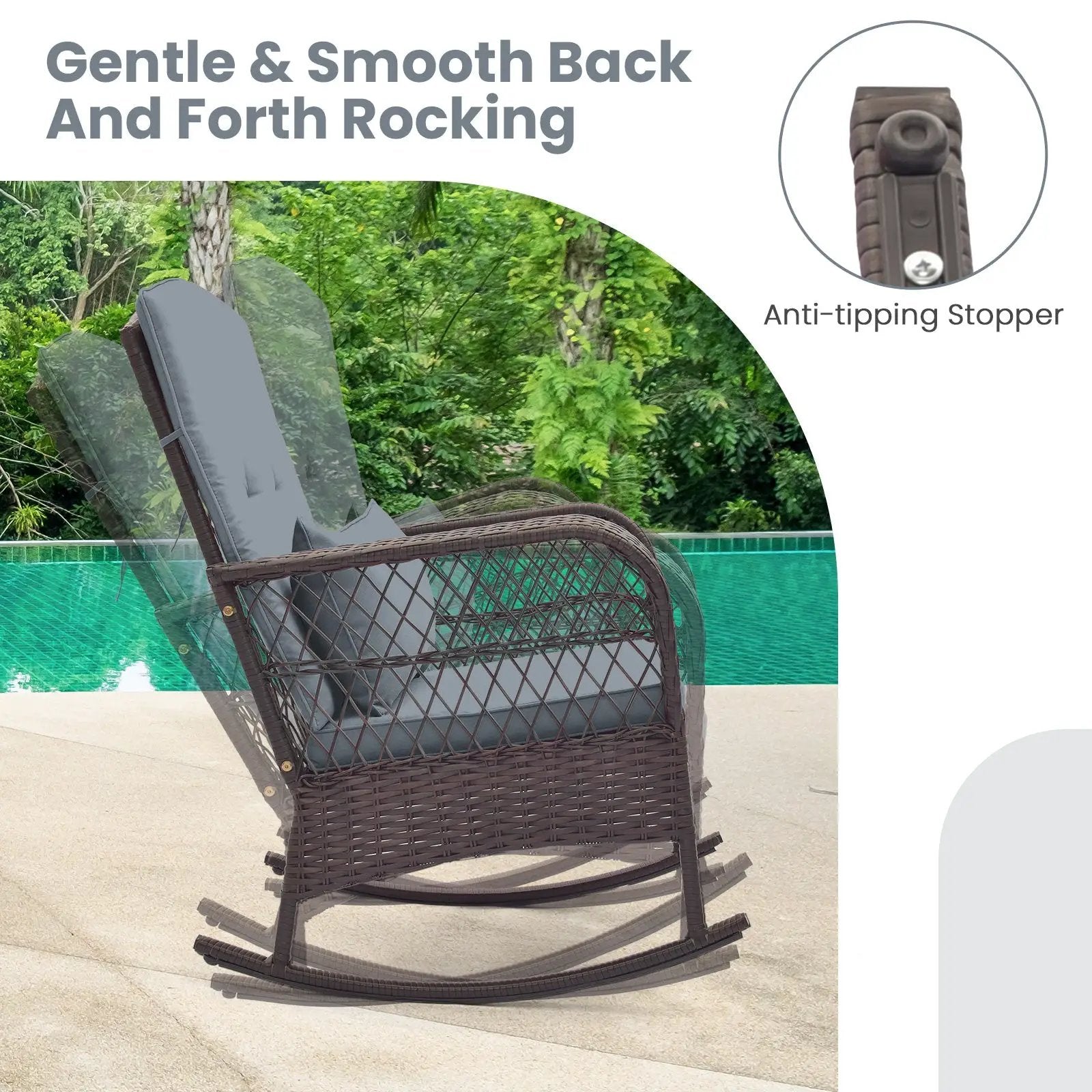3 Pieces Rocking Bistro Set with 2-Tier Coffee Table by DirectDeals