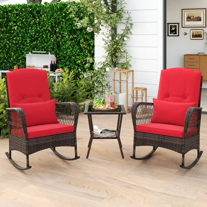 3 Pieces Rocking Bistro Set with 2-Tier Coffee Table by DirectDeals
