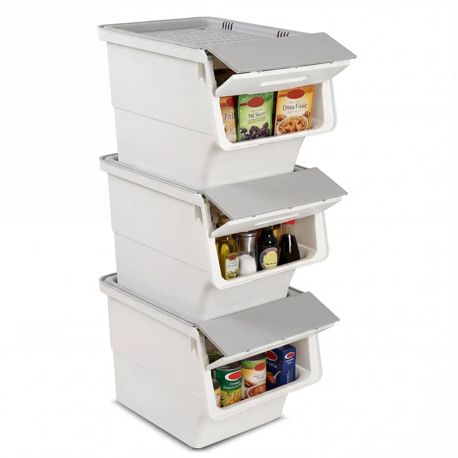 3 Pieces Storage Bins on Wheels Stackable Plastic Boxes with Stay-Open Lid (S) by DirectDeals