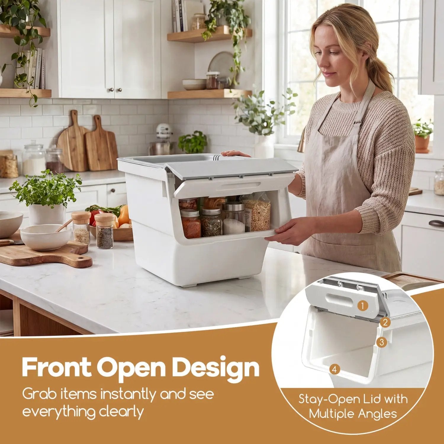 3 Pieces Storage Bins on Wheels Stackable Plastic Boxes with Stay-Open Lid (S) by DirectDeals