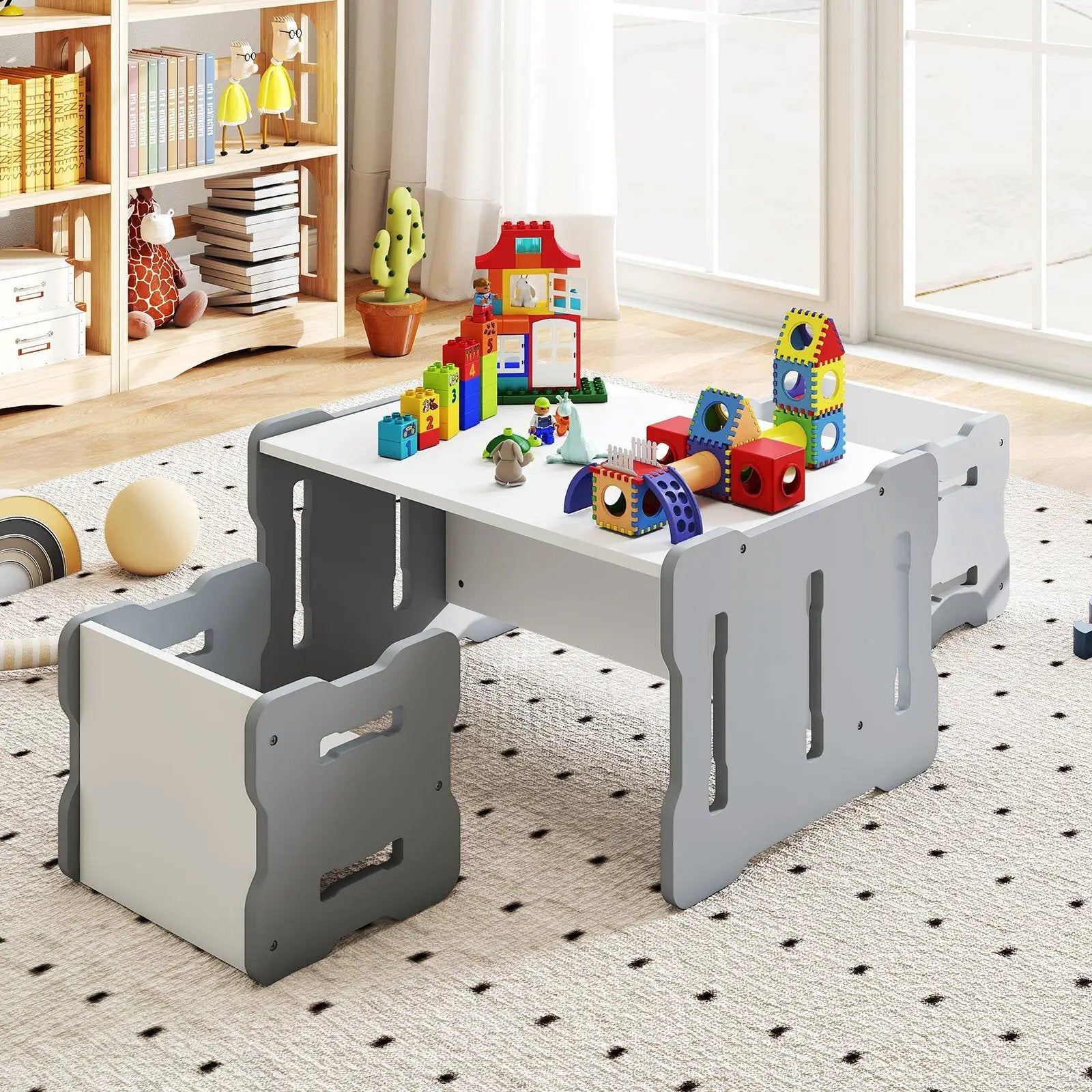 3-Piese Toddler Set with 2 Stools and Activity Table by DirectDeals