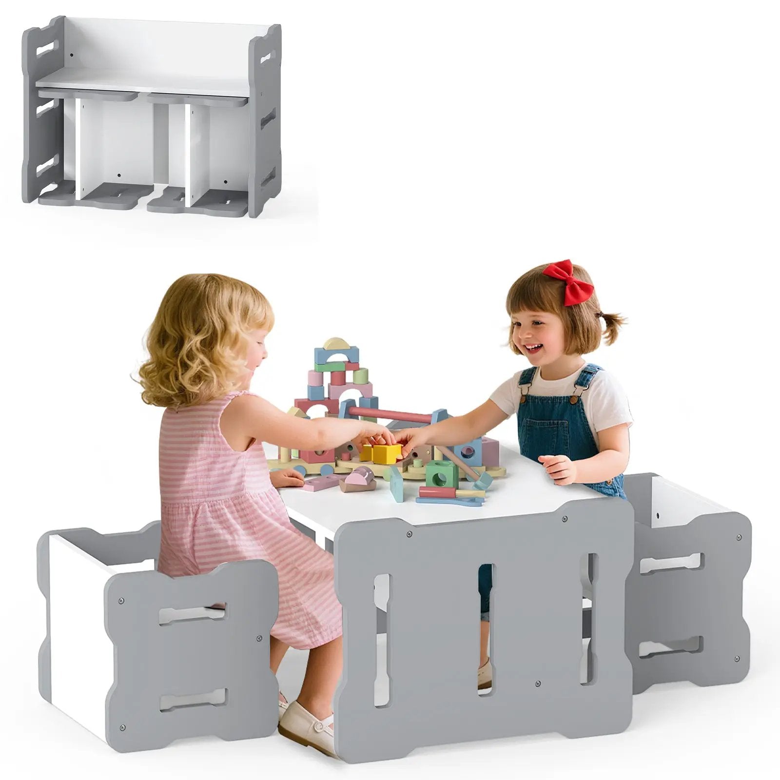 3-Piese Toddler Set with 2 Stools and Activity Table by DirectDeals
