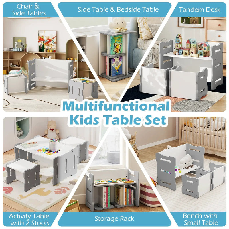 3-Piese Toddler Set with 2 Stools and Activity Table by DirectDeals