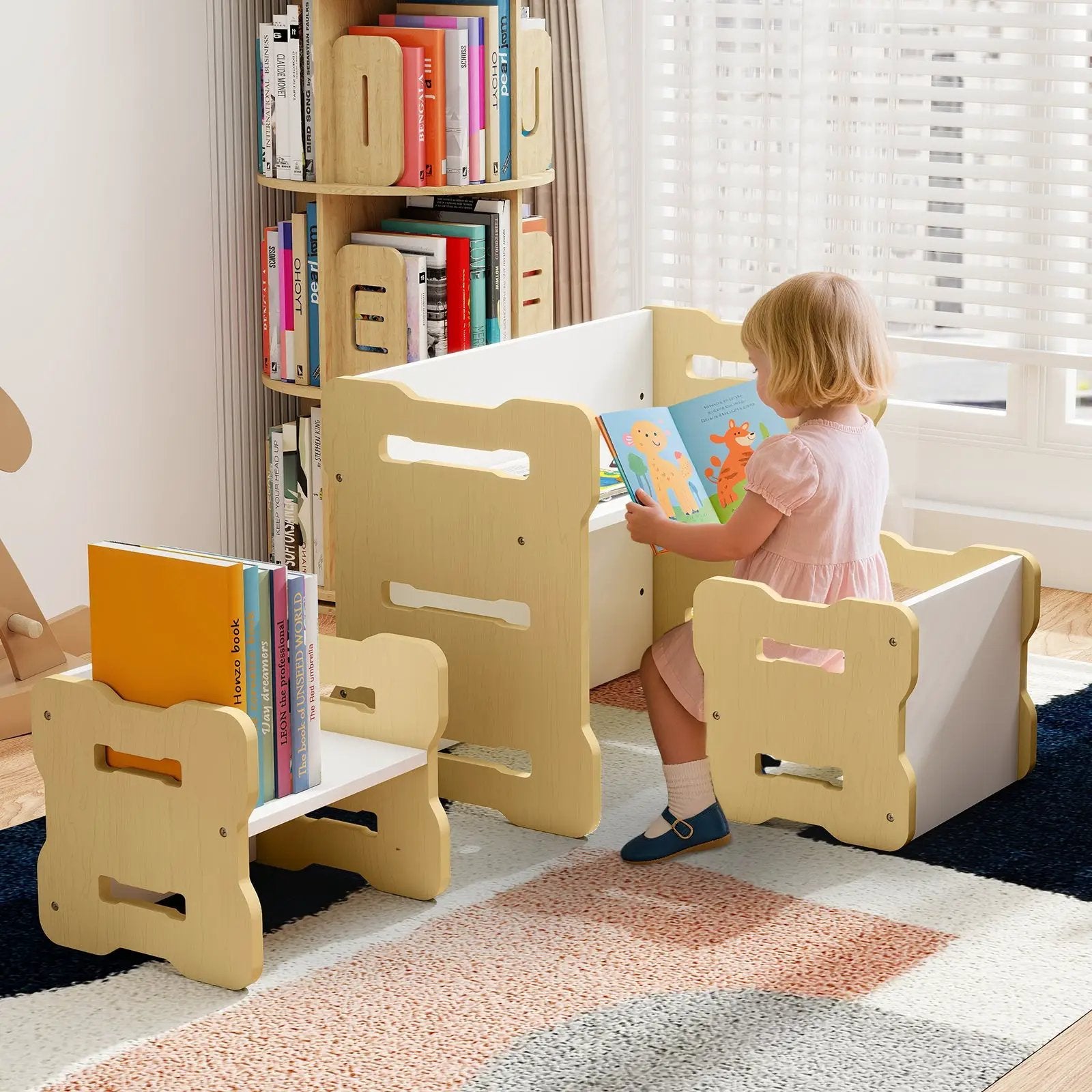 3-Piese Toddler Set with 2 Stools and Activity Table by DirectDeals