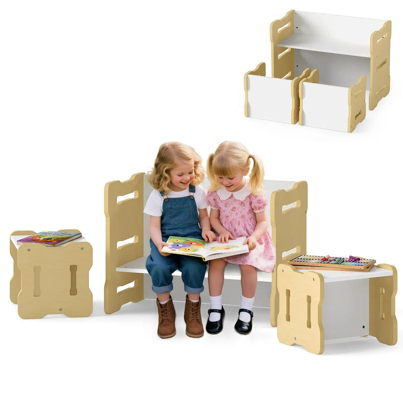 3-Piese Toddler Set with 2 Stools and Activity Table by DirectDeals
