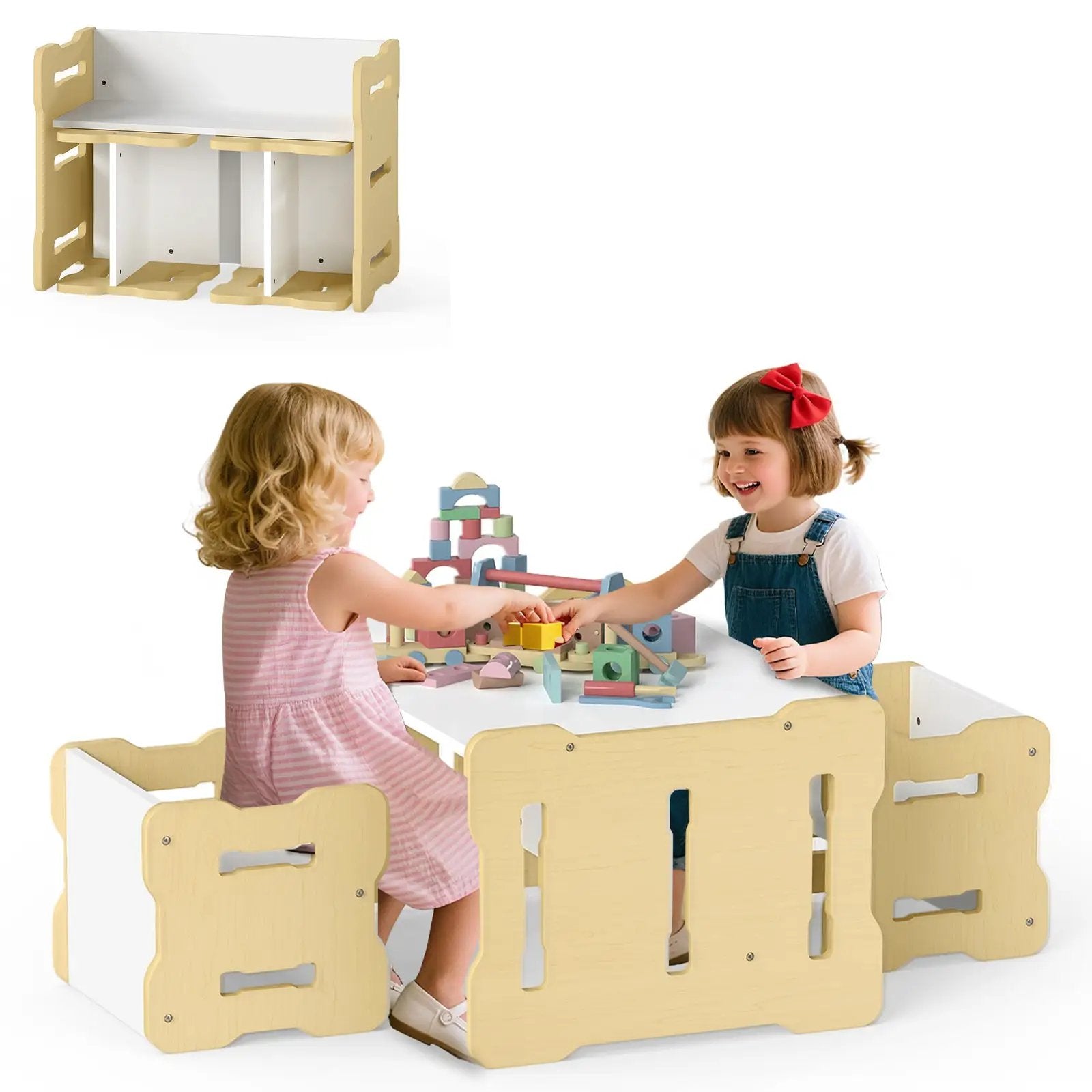 3-Piese Toddler Set with 2 Stools and Activity Table by DirectDeals