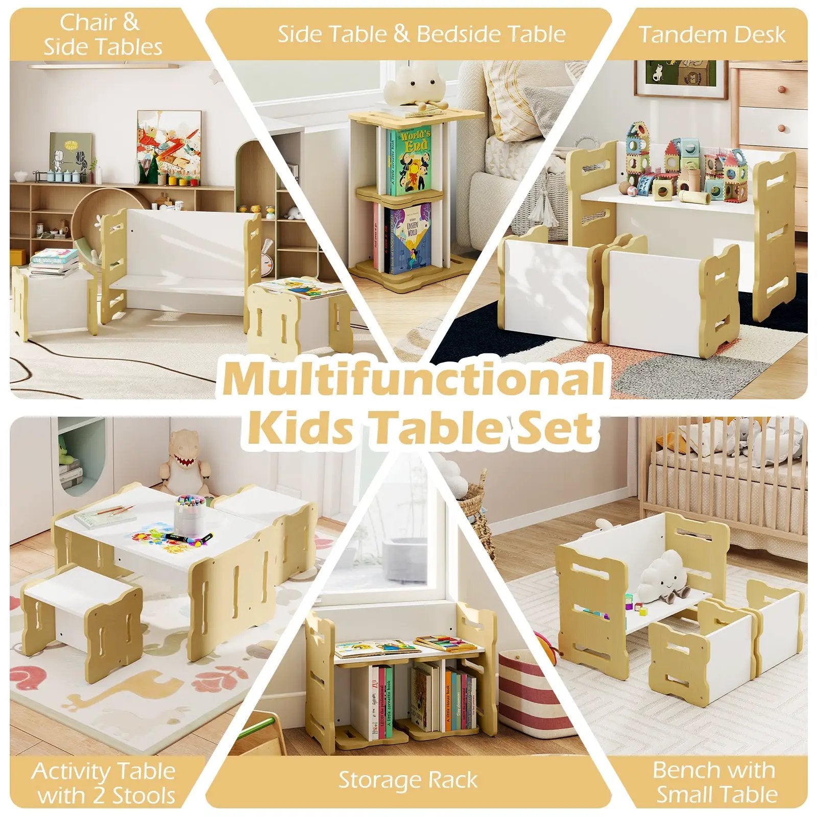 3-Piese Toddler Set with 2 Stools and Activity Table by DirectDeals