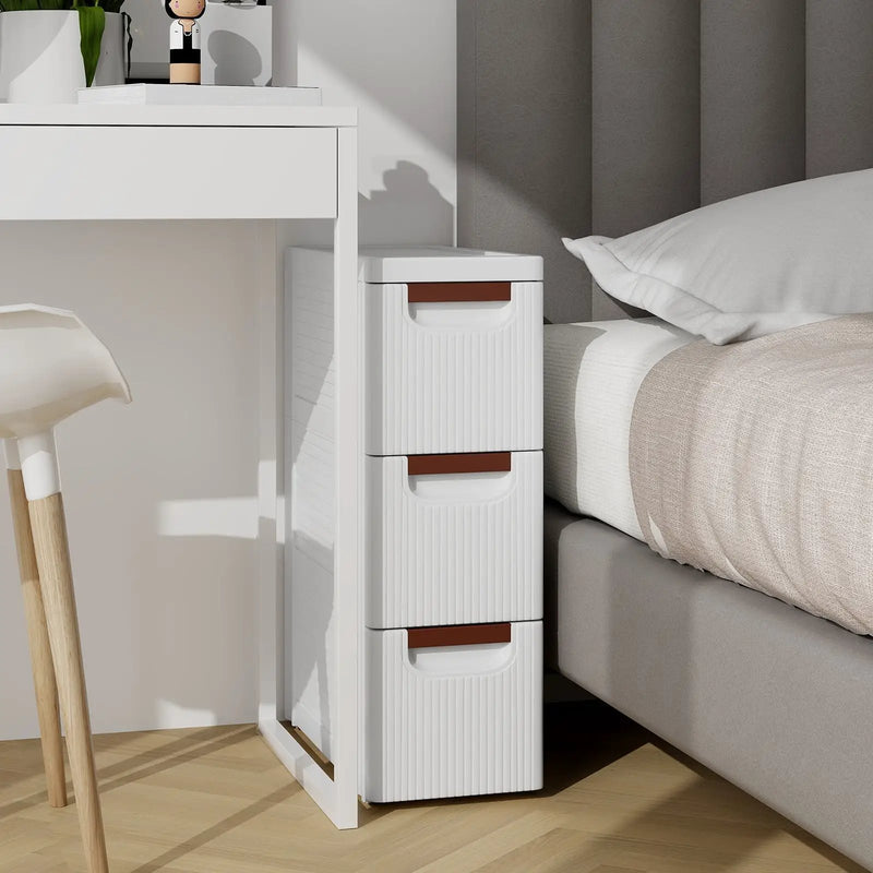 3/4/5/6-Drawer Rolling Organizer Unit Narrow Storage Cabinet with Built-In Wheels for Small Space-3-Drawer by DirectDeals