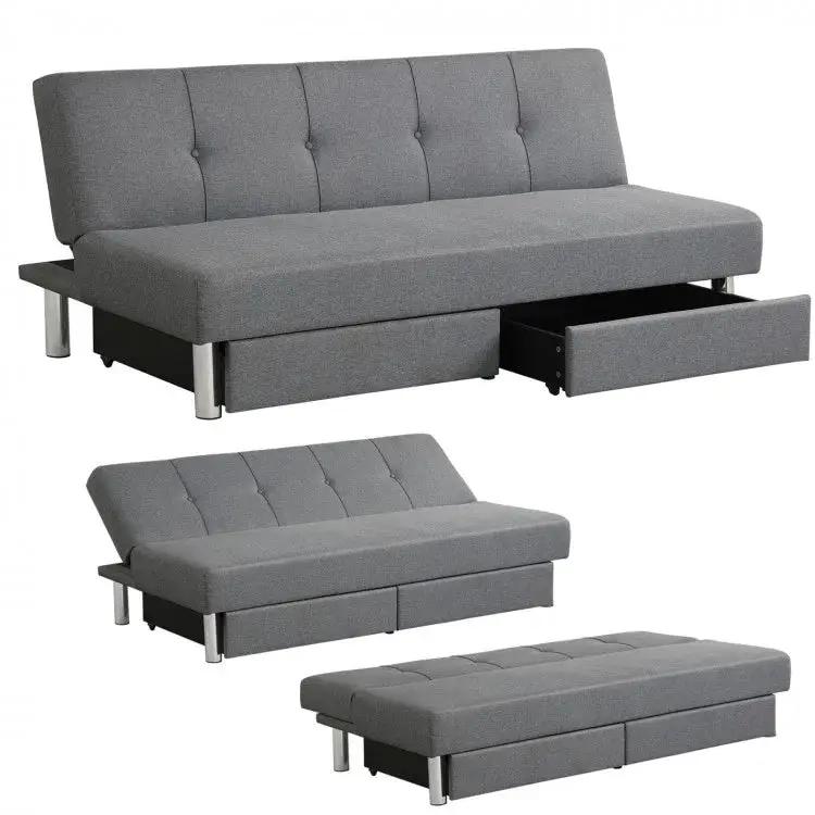 3-Seat Convertible Sofa Bed with 2 Large Drawers and 3 Adjustable Angles by DirectDeals