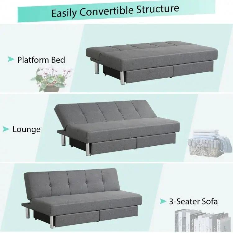 3-Seat Convertible Sofa Bed with 2 Large Drawers and 3 Adjustable Angles by DirectDeals