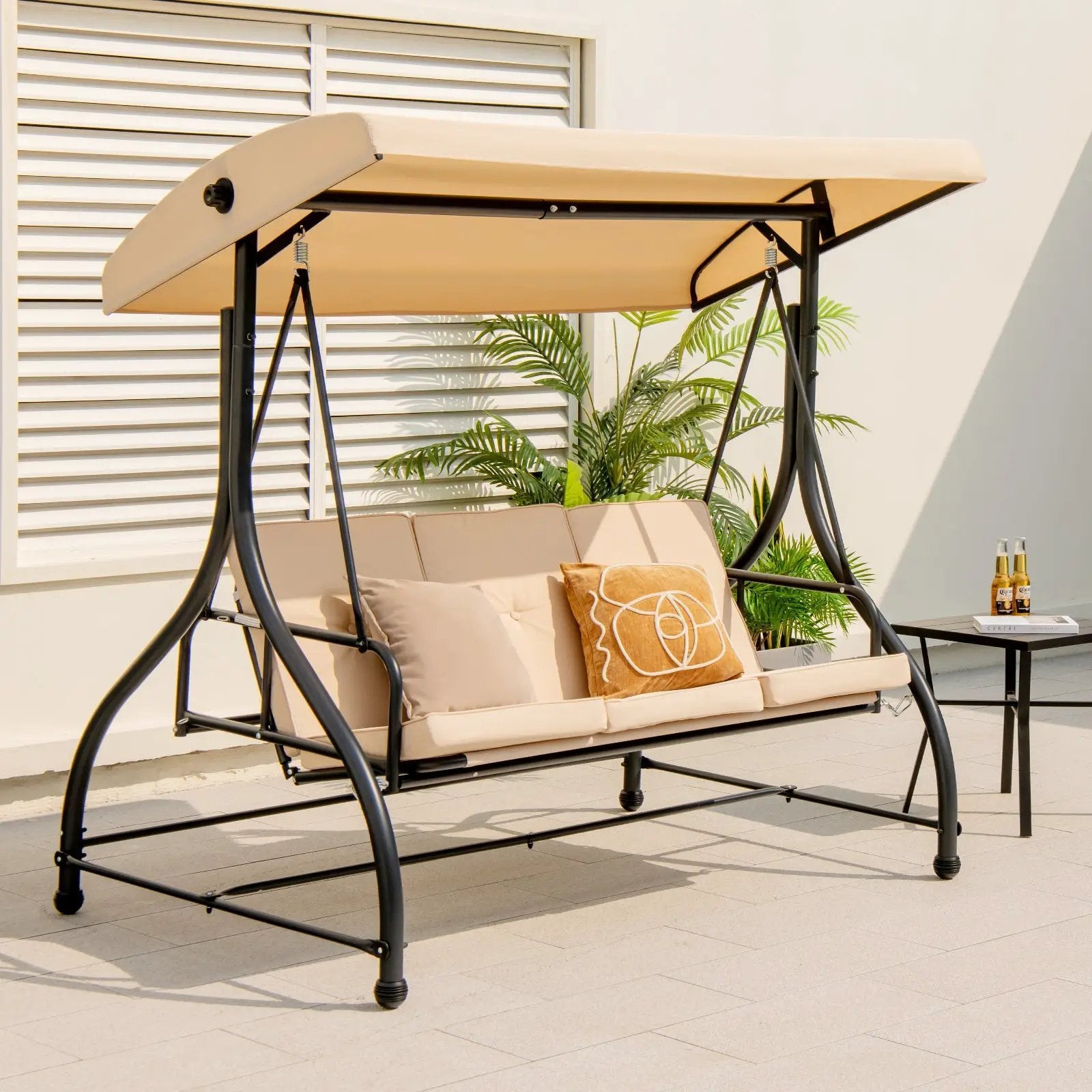 3 Seat Outdoor Porch Swing with Adjustable Canopy by DirectDeals