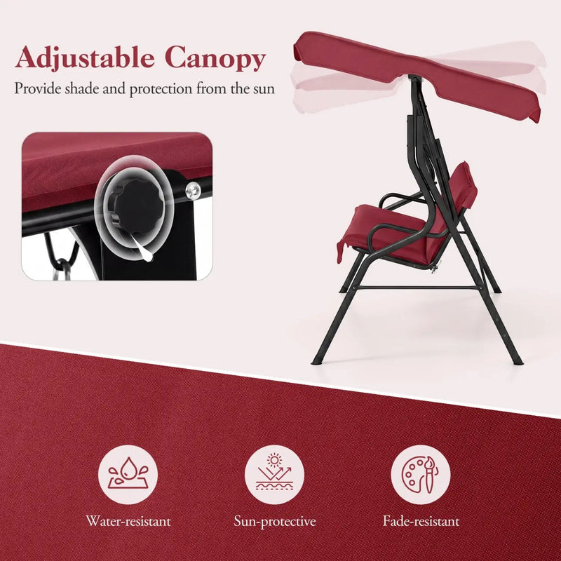 3-Seat Porch Swing with Canopy and Cushions by DirectDeals