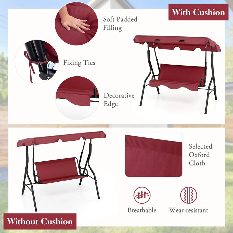 3-Seat Porch Swing with Canopy and Cushions by DirectDeals