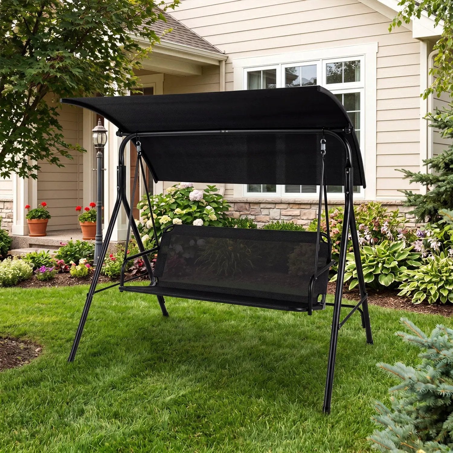 3-Seat Patio Swing Chair with Adjustable Canopy - 800 lbs by DirectDeals