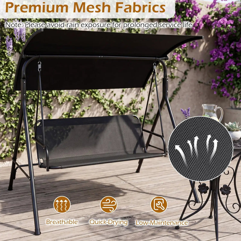3-Seat Patio Swing Chair with Adjustable Canopy - 800 lbs by DirectDeals