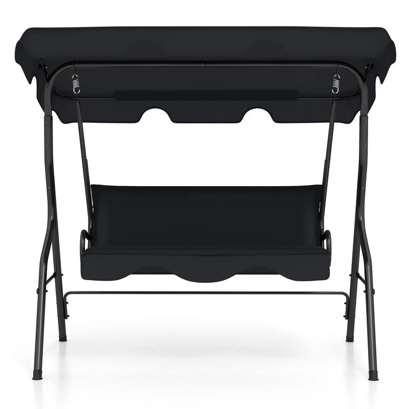 3 Seat Outdoor Patio Canopy Swing with Cushioned Steel Frame-Blue by DirectDeals