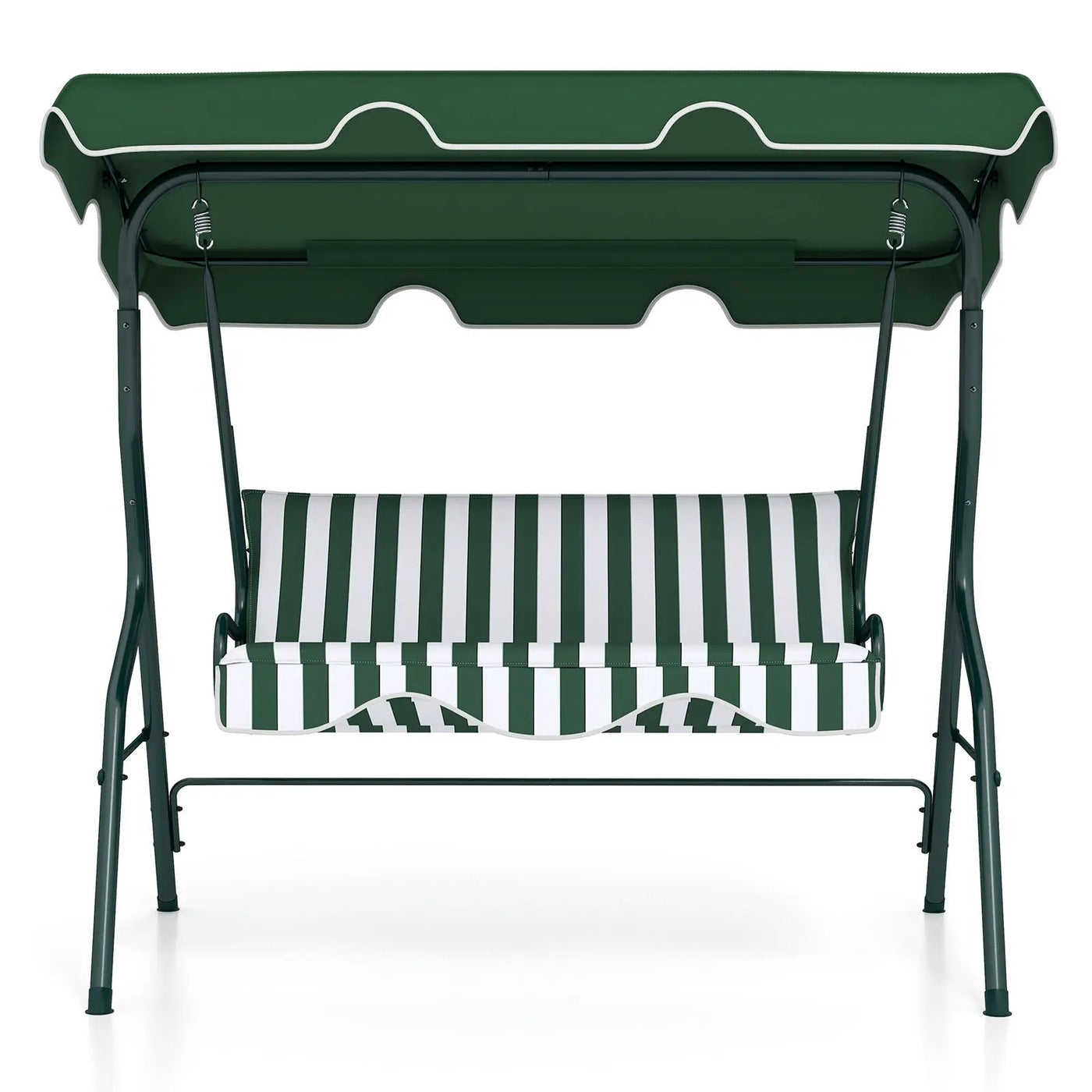 3 Seat Outdoor Patio Canopy Swing with Cushioned Steel Frame-Blue by DirectDeals