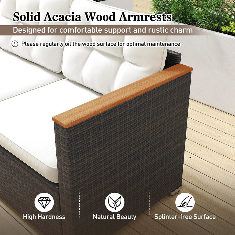 3-Seat Patio Couch Sofa with Deep Seating and Cushion-White by DirectDeals