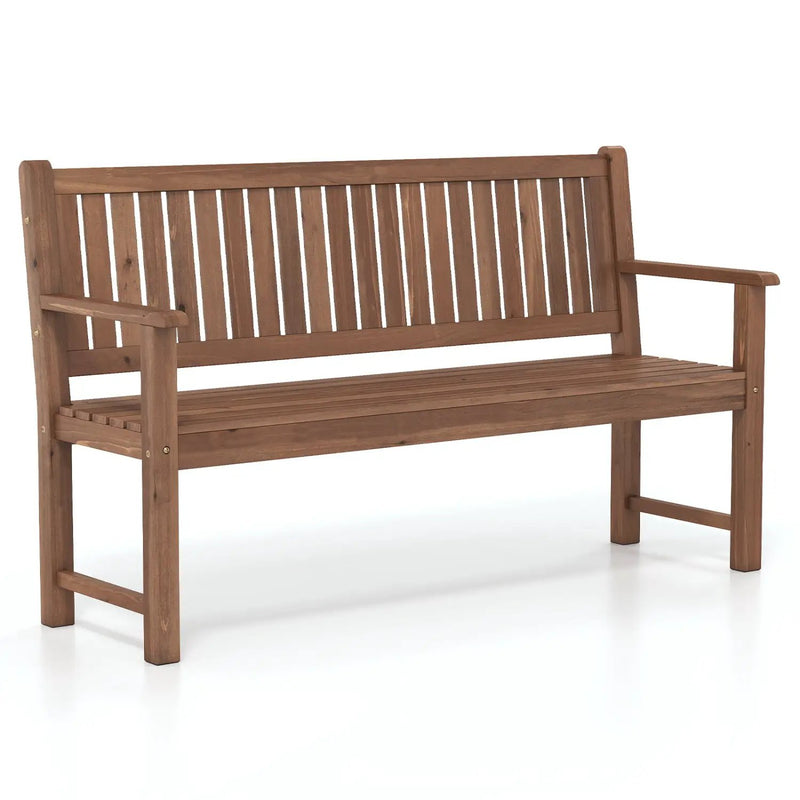 3-Seater Wooden Garden Bench with Backrest, 59 Inch by DirectDeals