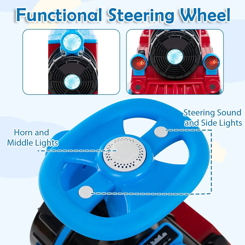 3-Seater Trackless Ride on Train Set 12V Ride on Toy Car with 2 Removable Chairs by DirectDeals