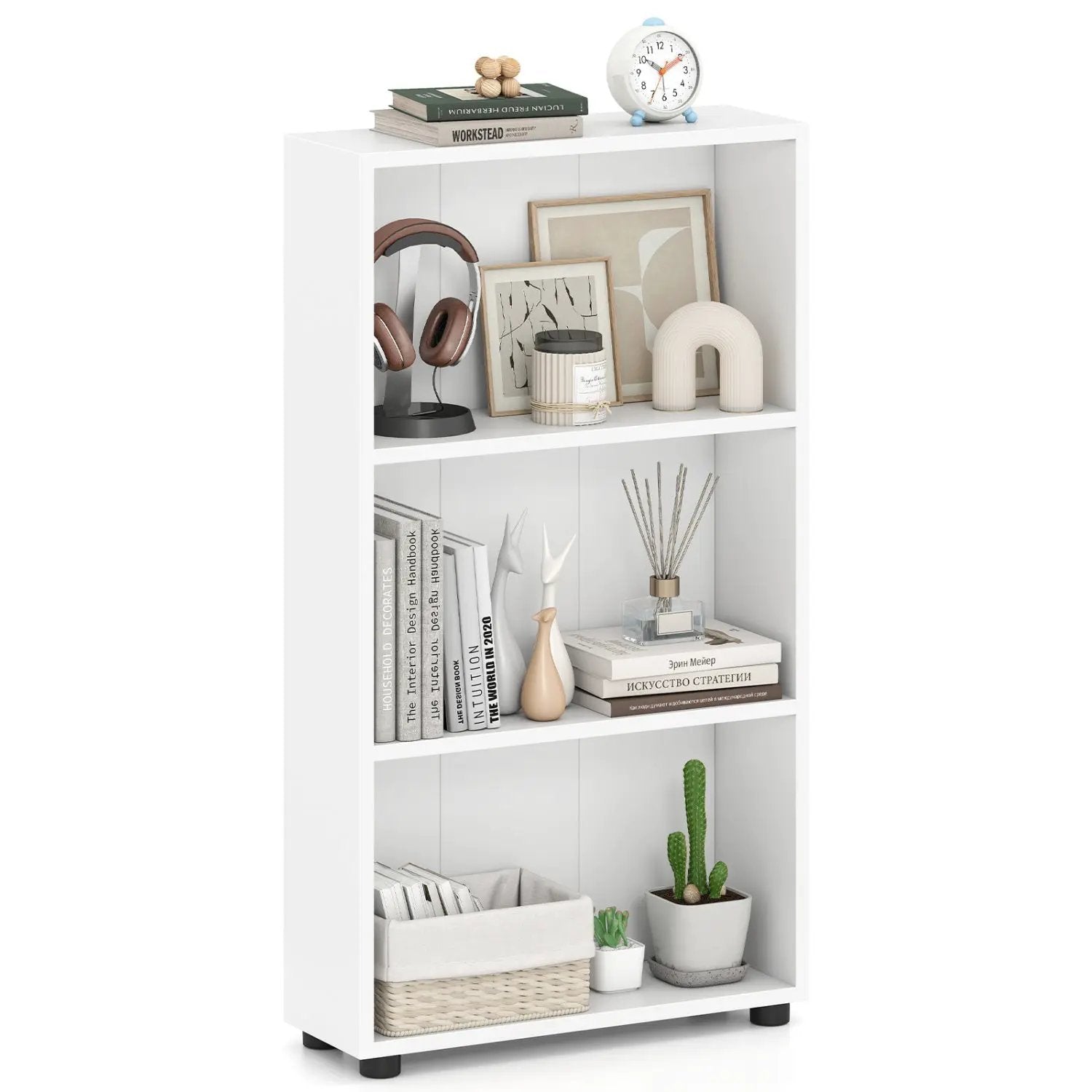3-Tier Bookcase 42 inch Tall Book Shelf with Anti-Tipping Kit by DirectDeals