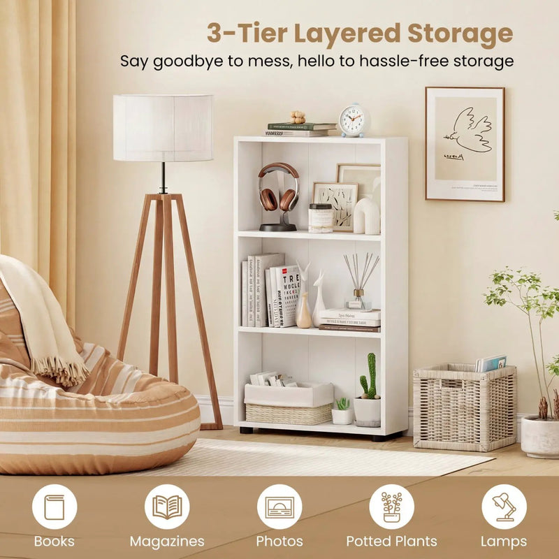 3-Tier Bookcase 42 inch Tall Book Shelf with Anti-Tipping Kit by DirectDeals