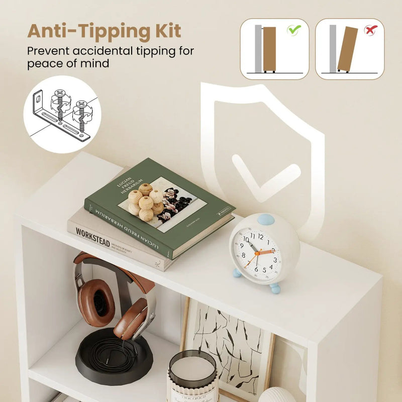 3-Tier Bookcase 42 inch Tall Book Shelf with Anti-Tipping Kit by DirectDeals