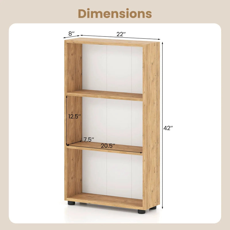 3-Tier Bookcase 42 inch Tall Book Shelf with Anti-Tipping Kit by DirectDeals