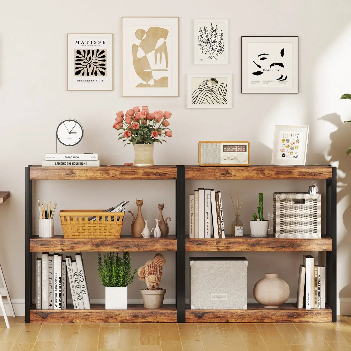 3 Tier Bookshelf Wooden Bookcase with Dual Anti-Tipping Kits by DirectDeals