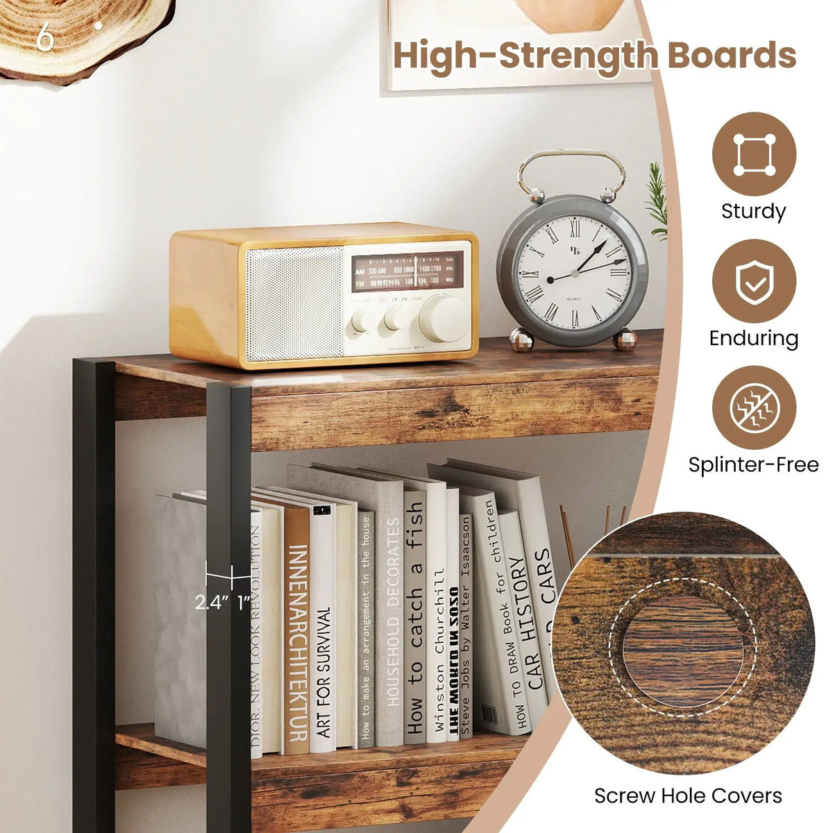 3 Tier Bookshelf Wooden Bookcase with Dual Anti-Tipping Kits by DirectDeals