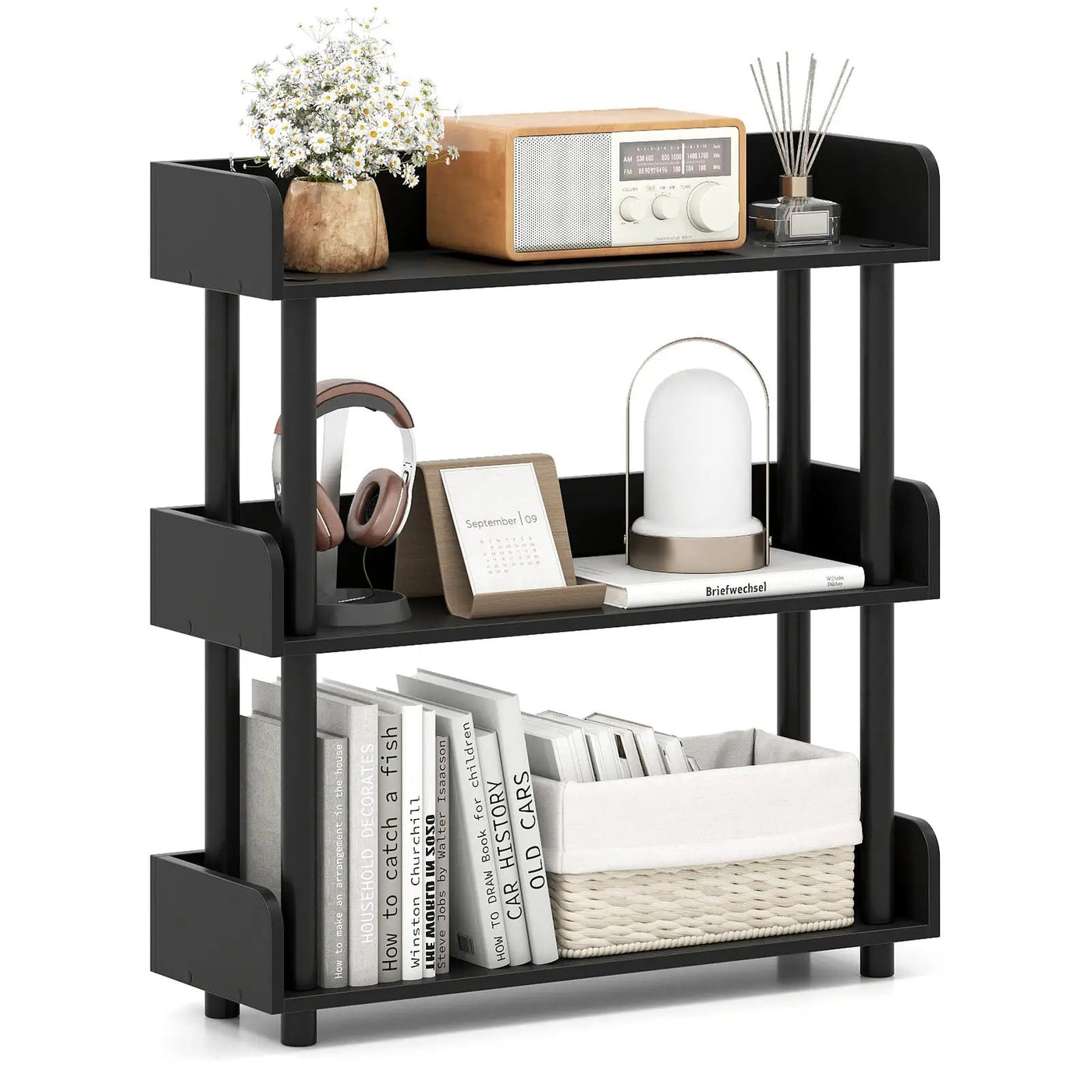 3-Tier Bookshelf with Anti-Tipping Kit and Industrial Storage Unit for Living Room by DirectDeals