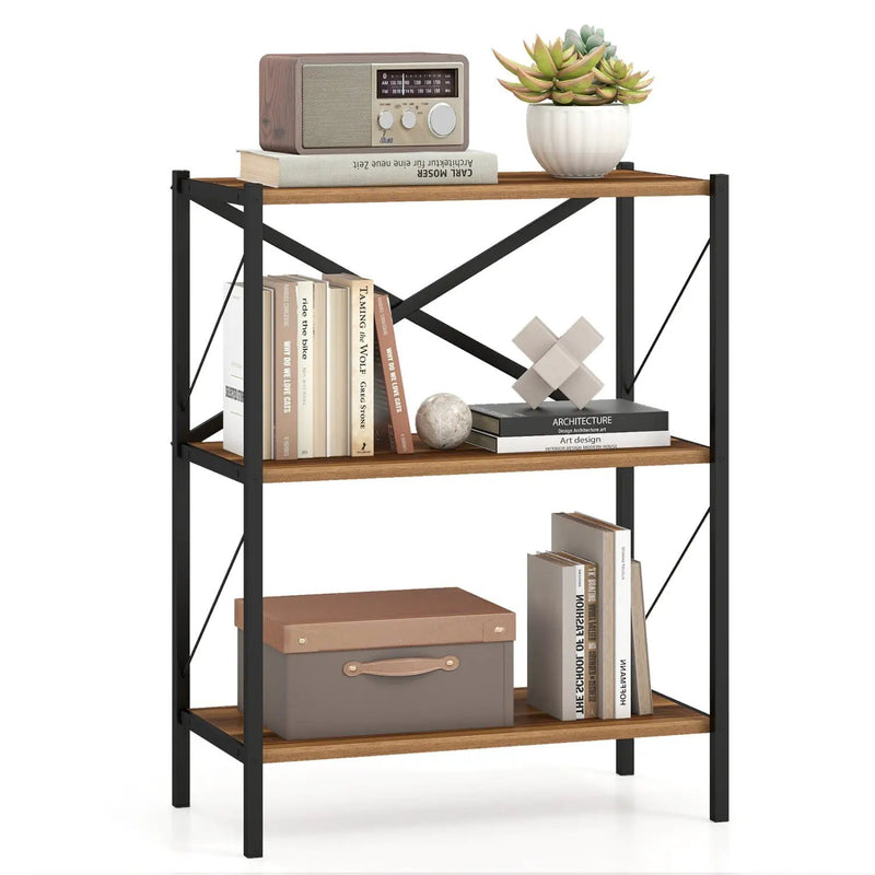 3-Tier Bookshelf with Heavy-Duty Metal Frame by DirectDeals