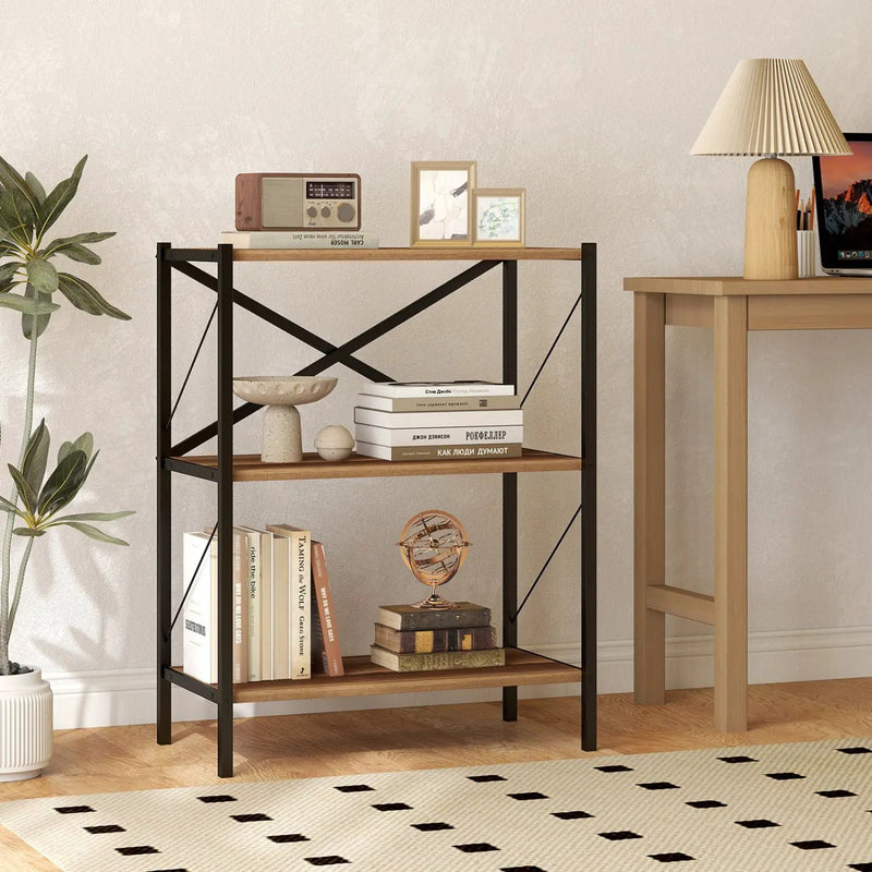 3-Tier Bookshelf with Heavy-Duty Metal Frame by DirectDeals