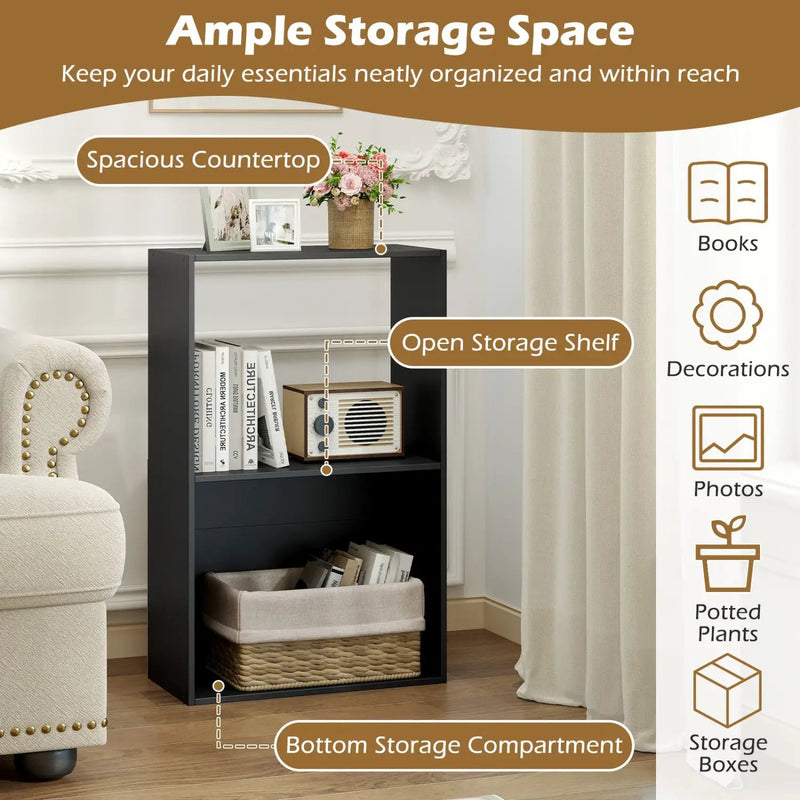 3-Tier Bookshelf with Open Storage Compartments by DirectDeals