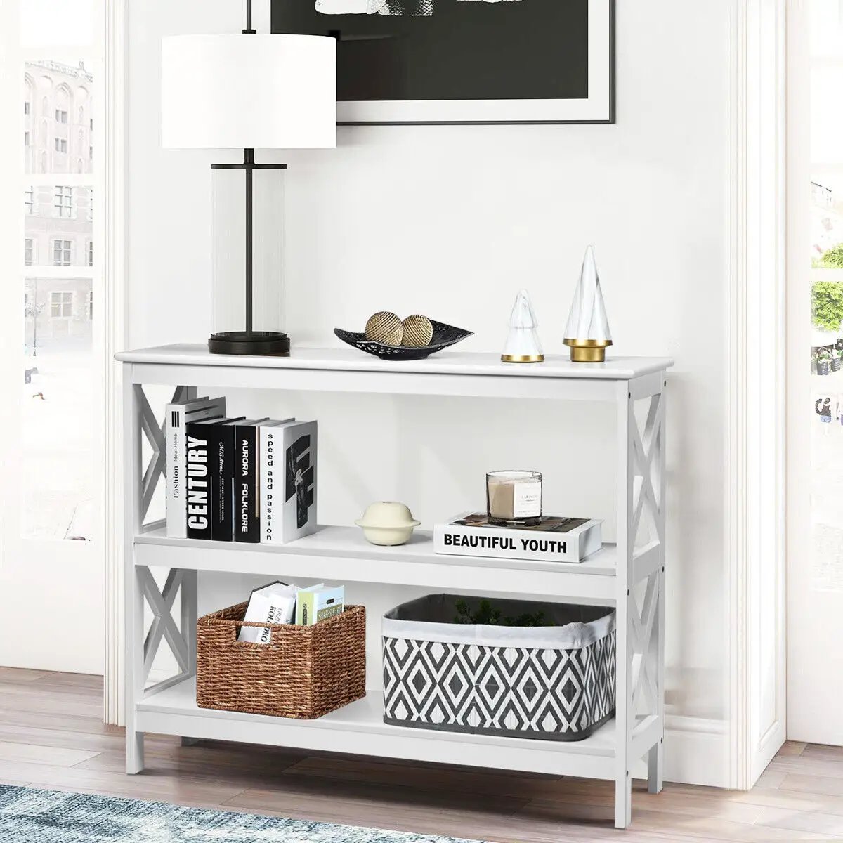 3-Tier Console X-Design Sofa Side Accent Table by DirectDeals