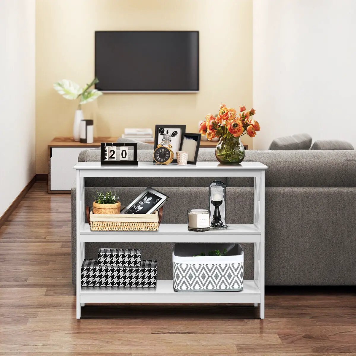 3-Tier Console X-Design Sofa Side Accent Table by DirectDeals