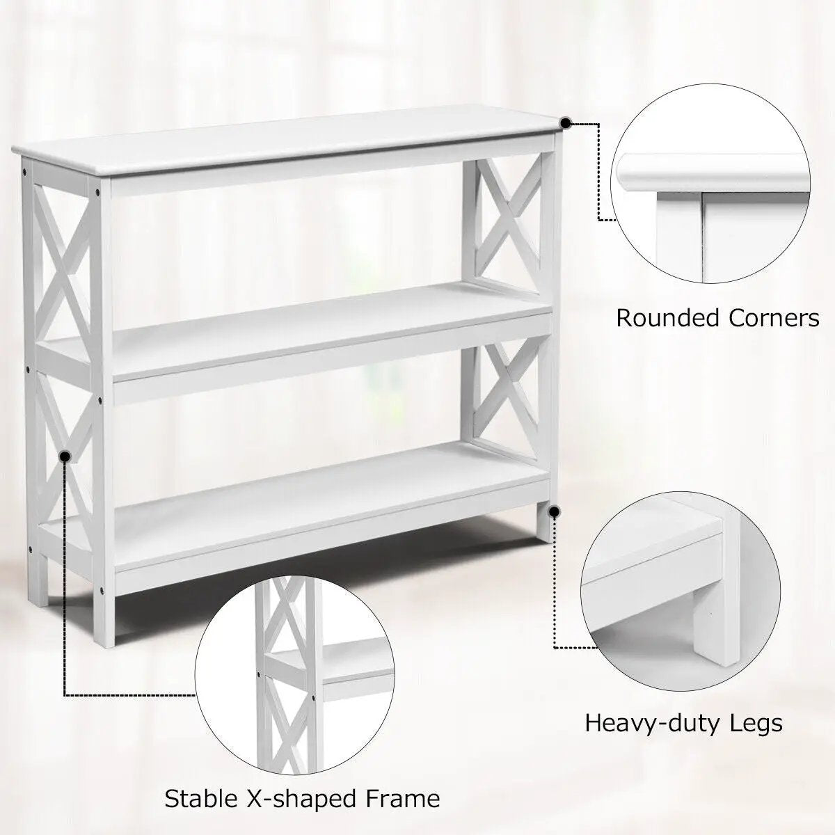 3-Tier Console X-Design Sofa Side Accent Table by DirectDeals