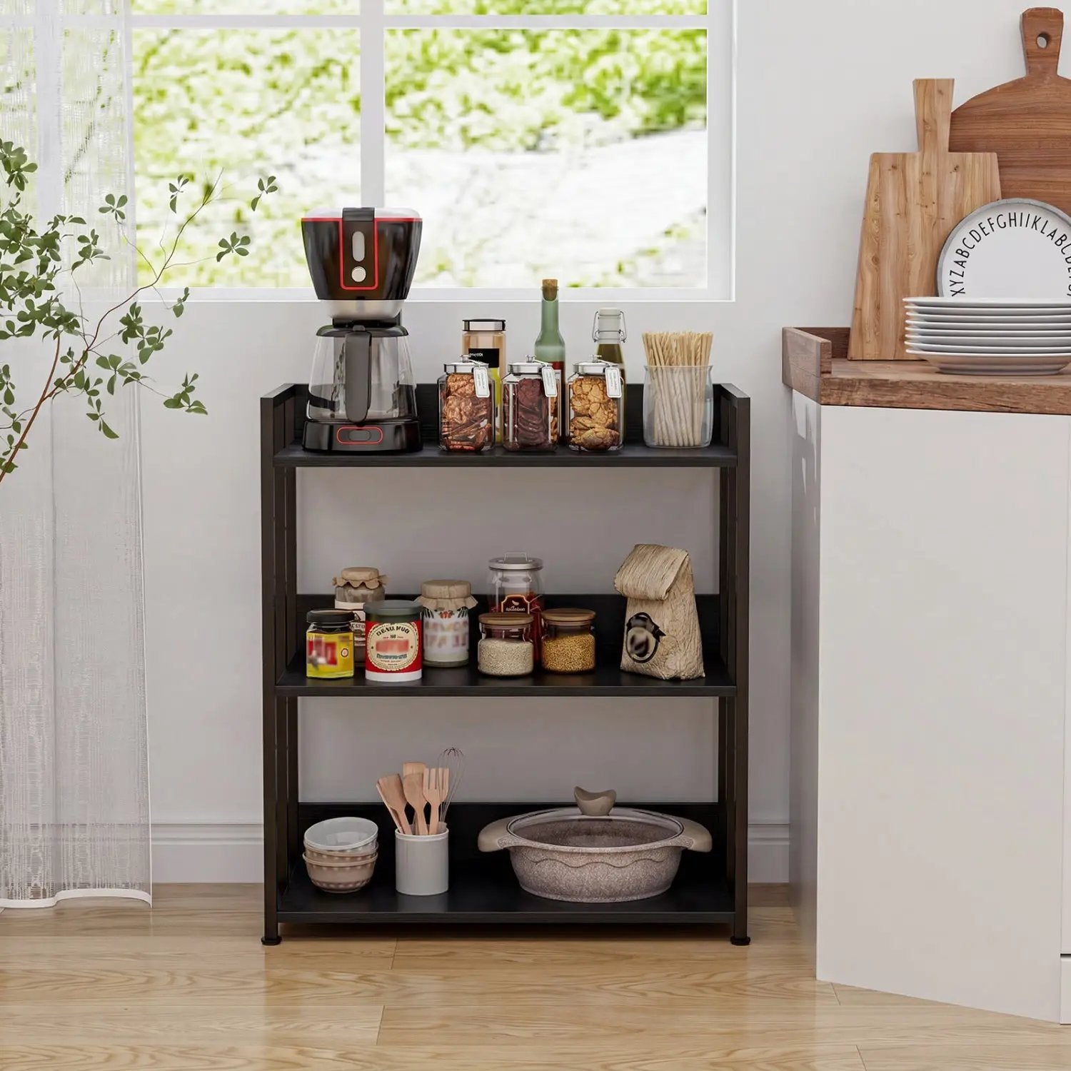 3-Tier Corner Bookshelf with Adjustable Shelves - Black by DirectDeals