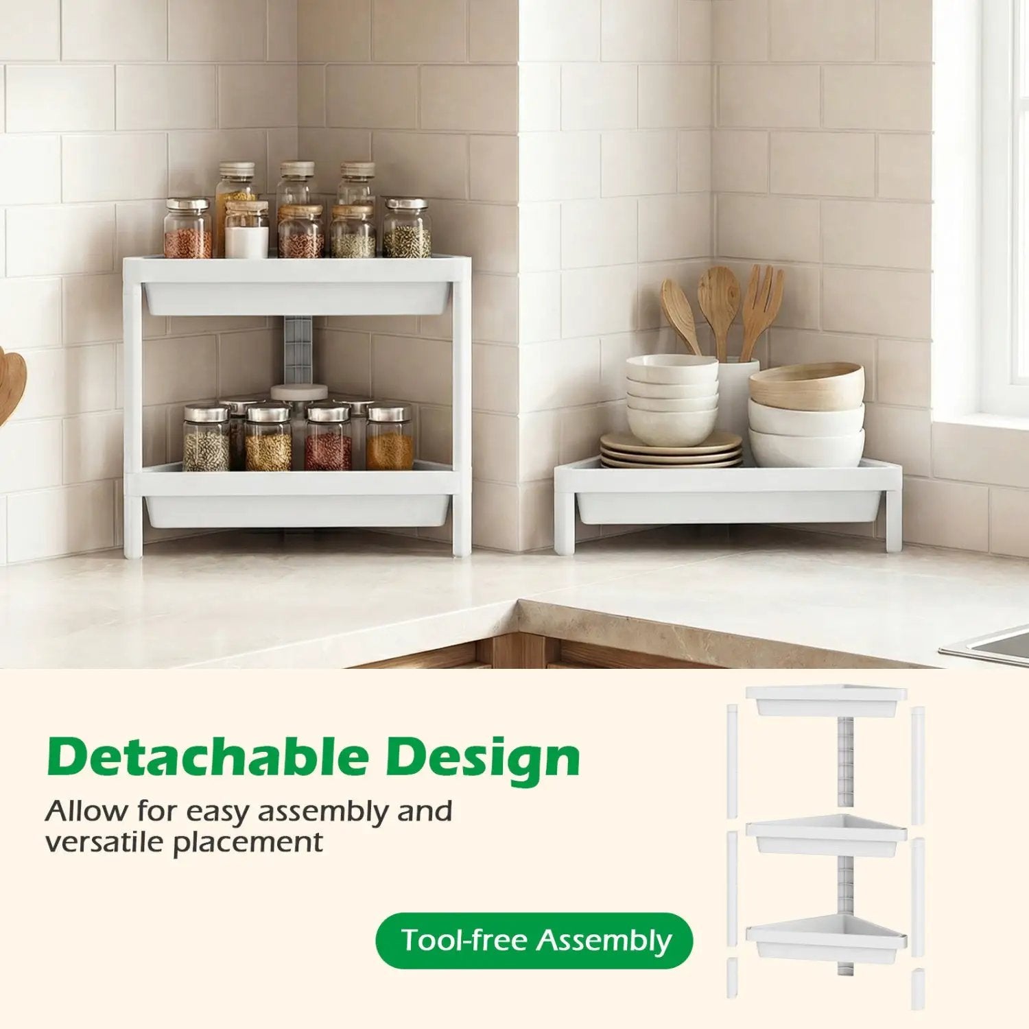 3-Tier Corner Shower Caddy 2-Pack with Detachable Design by DirectDeals