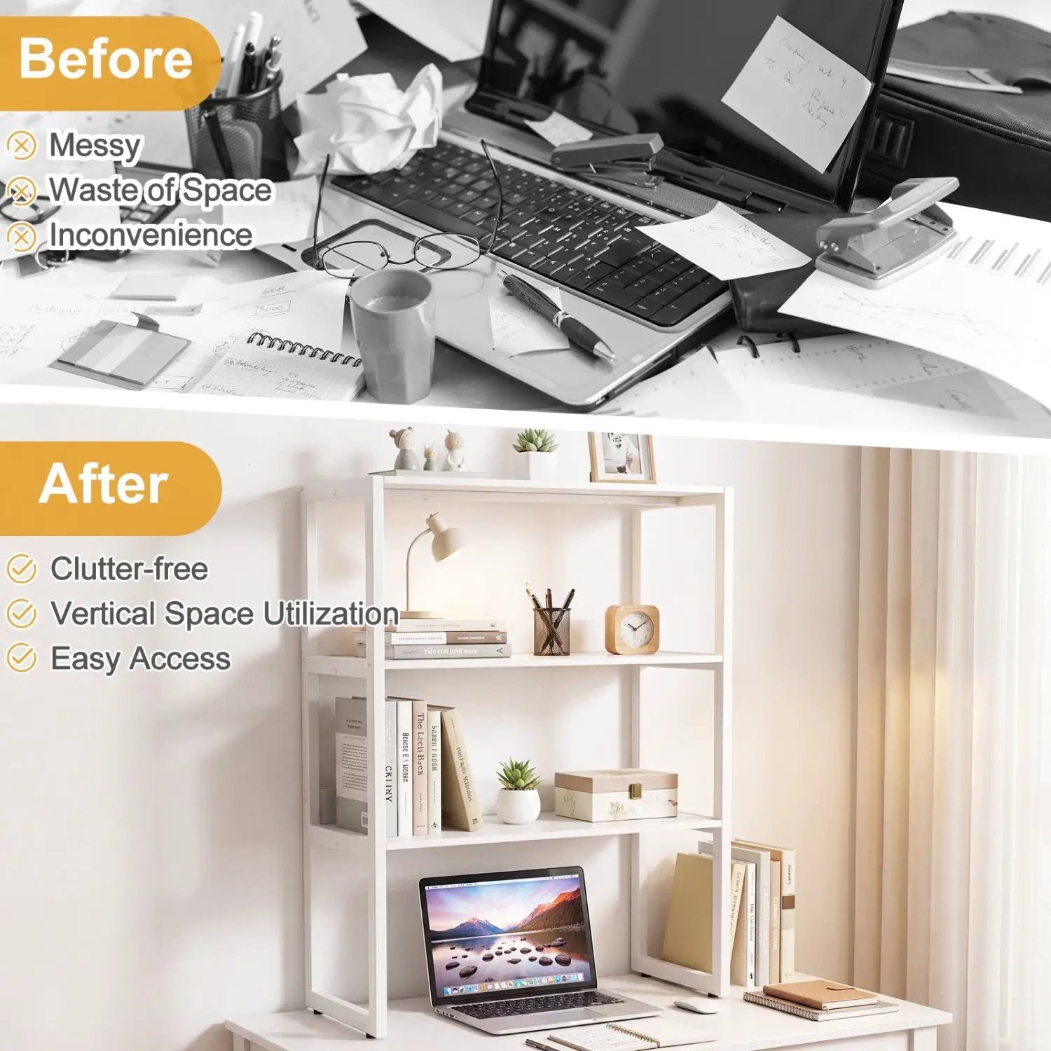 3-Tier Countertop Storage Hutch with Open Shelves by DirectDeals