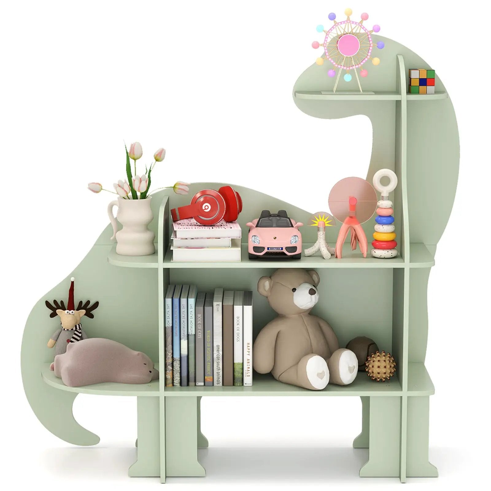 3-Tier Dinosaur Kids Bookshelf for Children-Green by DirectDeals