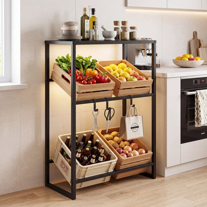 3-Tier Drink Crate Rack with Shelf for Beer and Water for Kitchen and Garage by DirectDeals