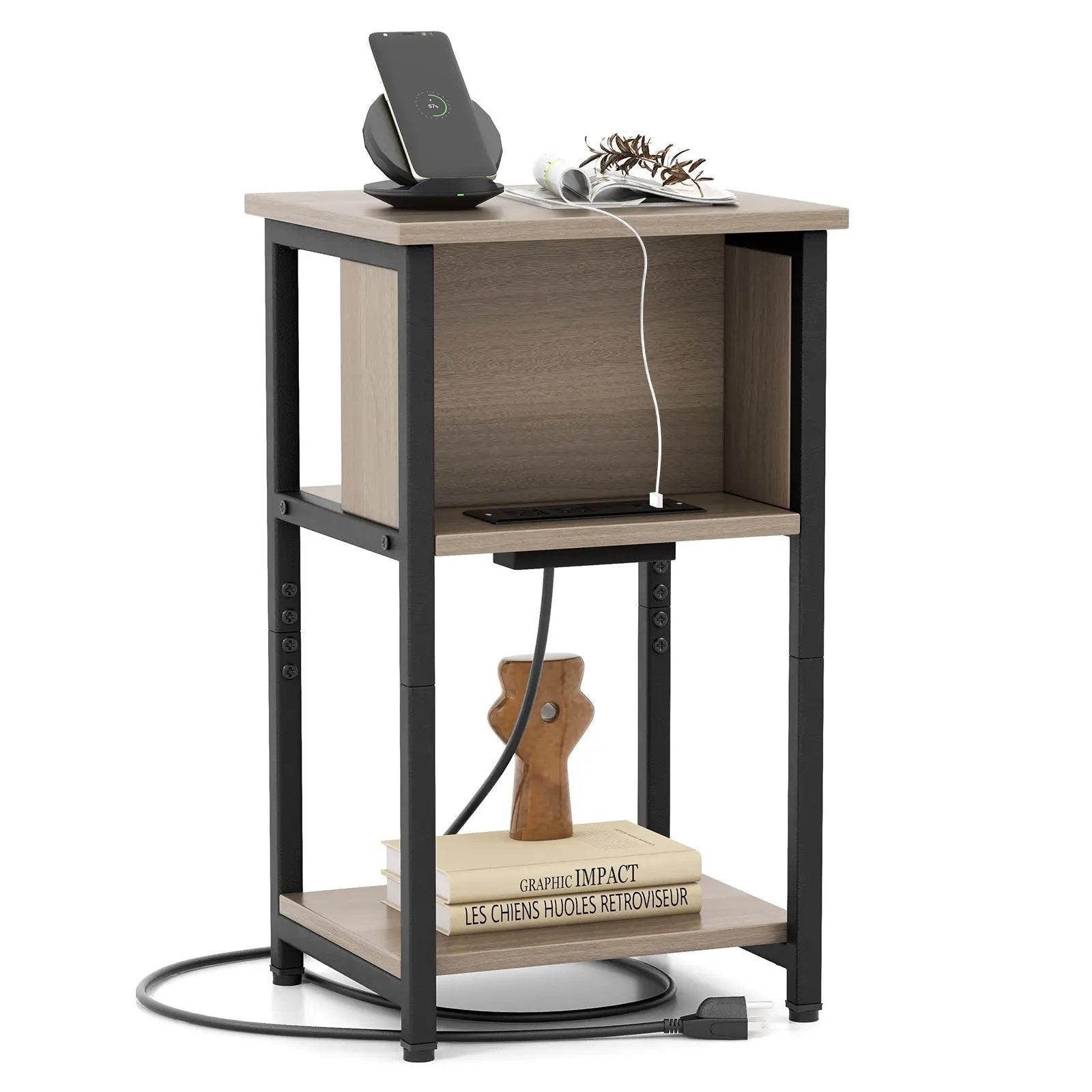 3-Tier End Table with USB Ports & Power Outlets by DirectDeals