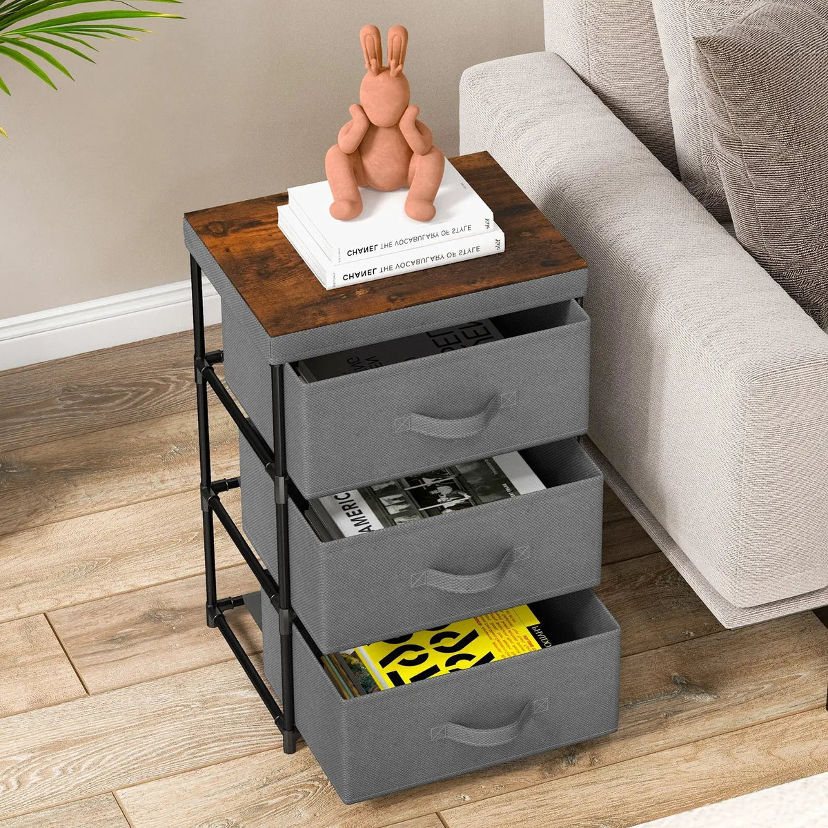 3-Tier Fabric Nightstand with Sturdy Metal Frame by DirectDeals