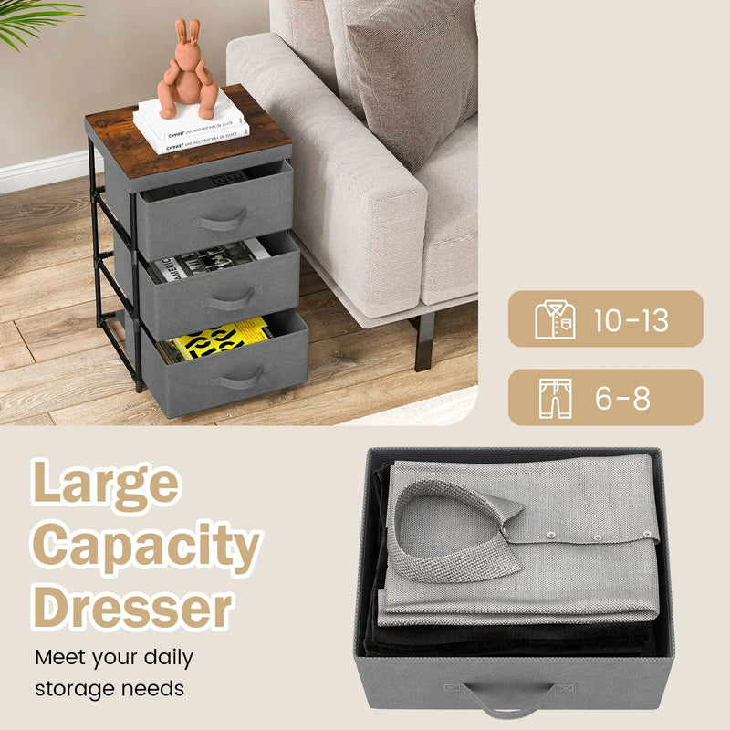 3-Tier Fabric Nightstand with Sturdy Metal Frame by DirectDeals
